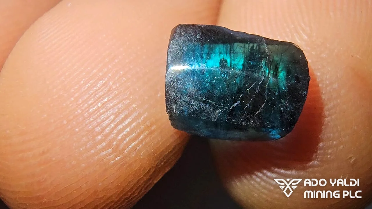 Blue-green tourmaline crystal
